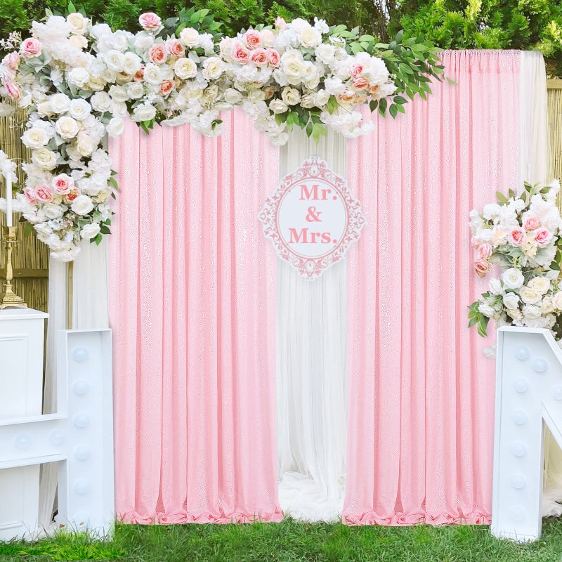 SoarDream Pink Sequin Backdrop Curtains 2 Pieces 2ftx8ft Photography Background Party Curtain Glitter Wedding Backdrop Fabric for Christmas Party Decoration - Image 4